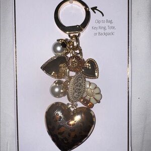 Mia Charro Leopard Heart Keychain Charm NWT